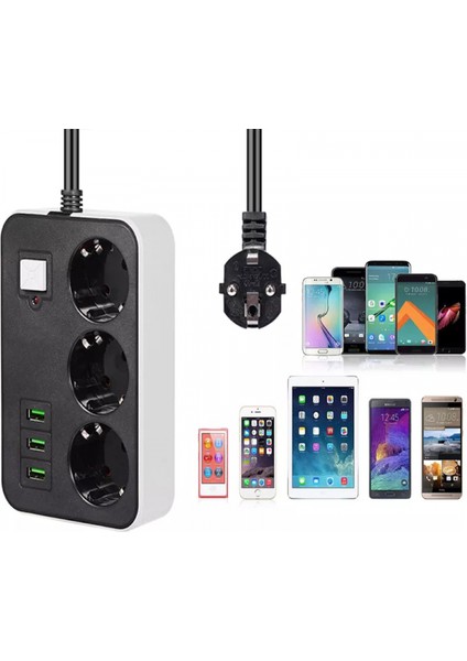 3 Usb’li 3’lü 1.8 M Akım Korumalı Priz (5324) indirimleri