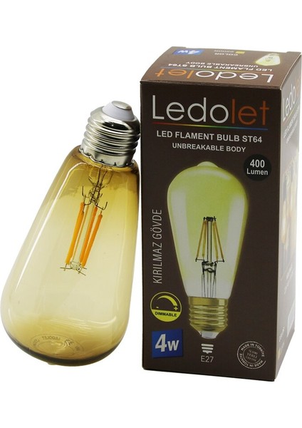 Ledolet ST-064 4W - E27 Rustik Ampul 400LUMEN (5067)