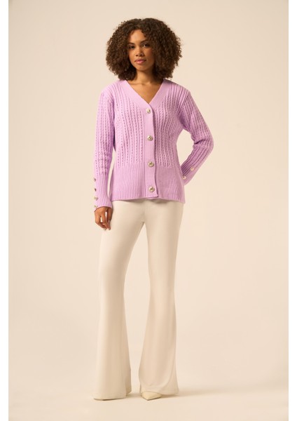 Kadın Saç Örgü Hırka Lila 25237 modelleri