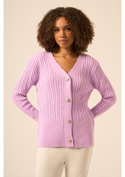 Kadın Saç Örgü Hırka Lila 25237 indirimleri