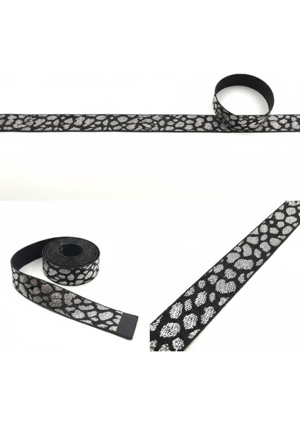 Leopar Desenli Jakarlı Parlak Şerit – Dekoratif Kemer, Çanta, Ayakkabı ve Hobi Aksesuar (1 Metre)