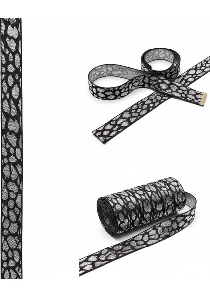 Leopar Desenli Jakarlı Parlak Şerit – Dekoratif Kemer, Çanta, Ayakkabı ve Hobi Aksesuar (1 Metre)
