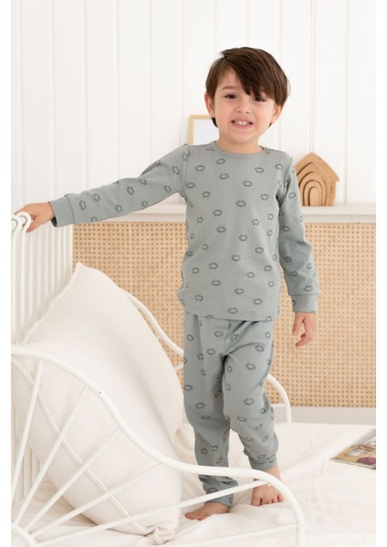 %100 Pamuk Desenli Erkek Çocuk Pijama Takımı