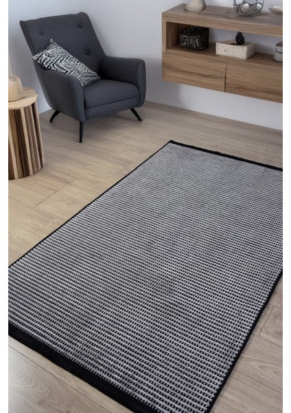 Gri Şönil Kilim Salon Oturma Çocuk Odası Hasır Yıkanabilir Yolluk Kaymaz Taban Halı Siyah indirimleri