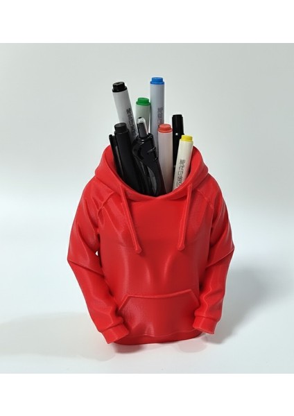 3D Kırmızı Kapüşonlu Sweatshirt Tasarımlı Kalemlik | Masaüstü Organizer | Dekoratif Kalem Standı fiyatları