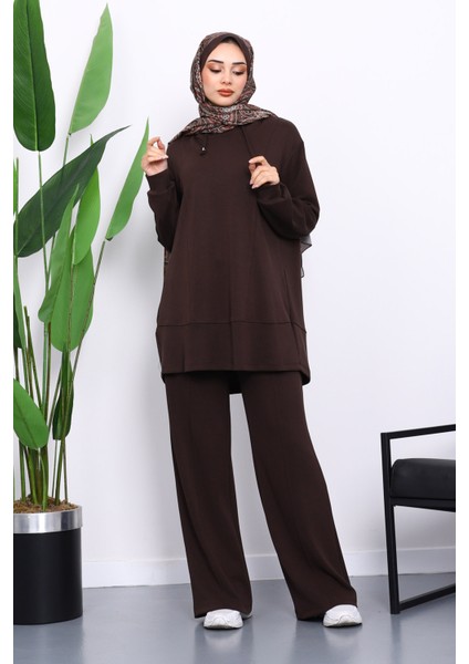 Kahverengi Kapşonlu Tunik Pantolonlu Takım fiyatları