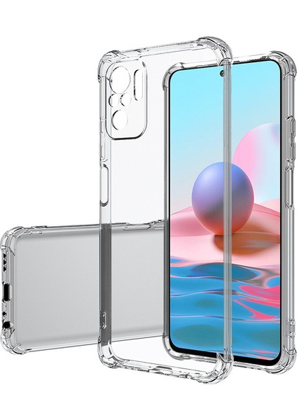 Xiaomi Redmi Note 10S Kılıf Mrsa Kamera Korumalı Nitro Anti Shock Silikon-Renksiz