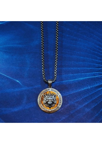 Kurt Figürlü Hz.süleyman Mührü El Işçiliği 925 Ayar Gümüş Erkek Kolye fiyatları