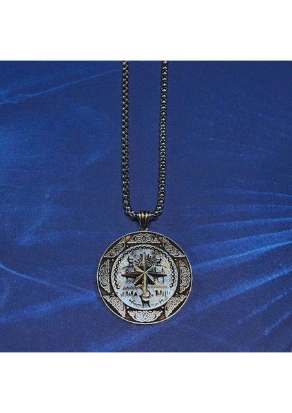 Pusula Figürlü El Işçiliği 925 Ayar Gümüş Erkek Kolye fiyatları