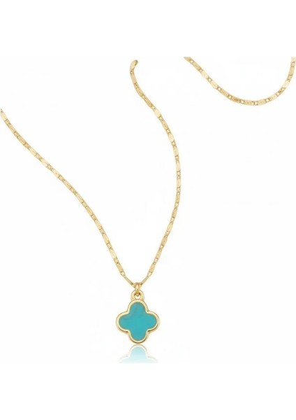 Kadın Kolye – Gold Zincir Üzerinde Turkuaz Taş Obje, Antialerjik ve Zarif Tasarım fiyatları