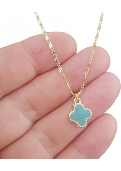 Kadın Kolye – Gold Zincir Üzerinde Turkuaz Taş Obje, Antialerjik ve Zarif Tasarım indirimleri