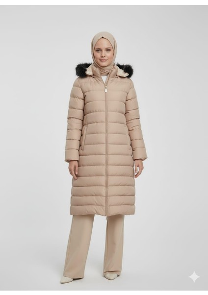 Kadın Genç Spor Büyük Beden Içi Tamemen Kürklü Şişme Mont