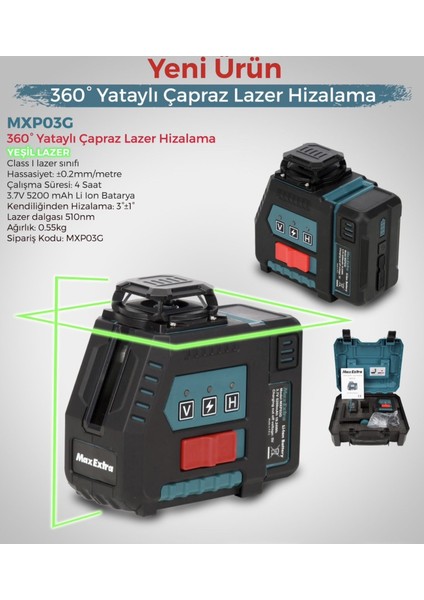 MXP03G 360° Yataylı Çapraz Lazer Hizalama