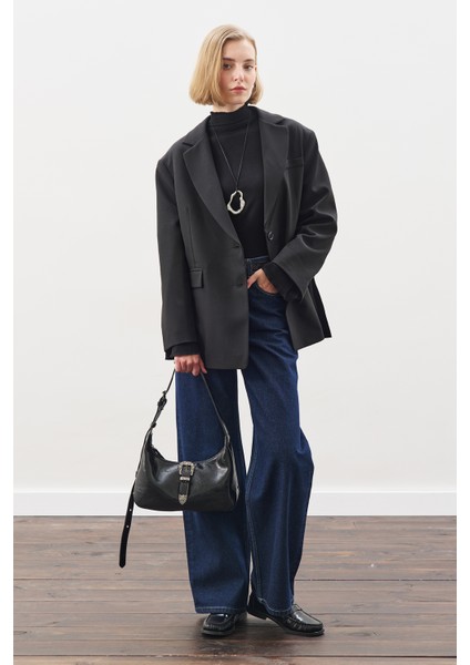 Oversıze Kesim Blazer Ceket Siyah