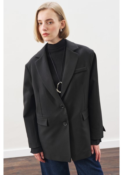 Oversıze Kesim Blazer Ceket Siyah fırsatları