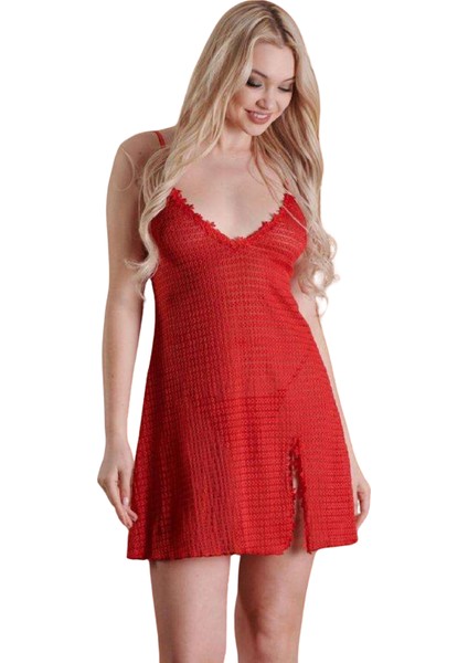 Kadın Şık Rahat Fantezi Gecelik - Kırmızı