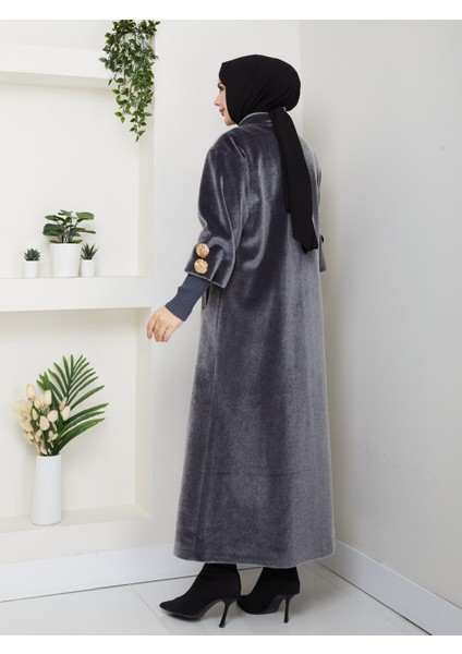 Hakim Yaka Kol Ribanalı Gizli Düğmeli Fok Kumaş Şık Kaban modelleri