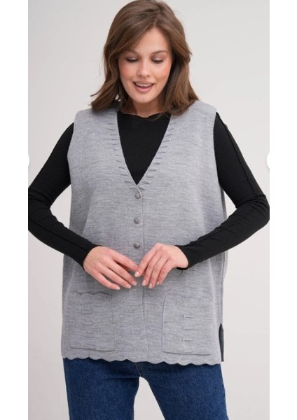 Kadın Anne Büyük Beden Triko Düz Model Yelek fiyatları