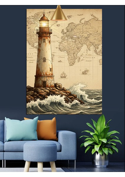 Eski Fener Kulesi Kıyı Manzarası Dekoratif Kanvas - Mdf Ahşap Tablo fırsatları