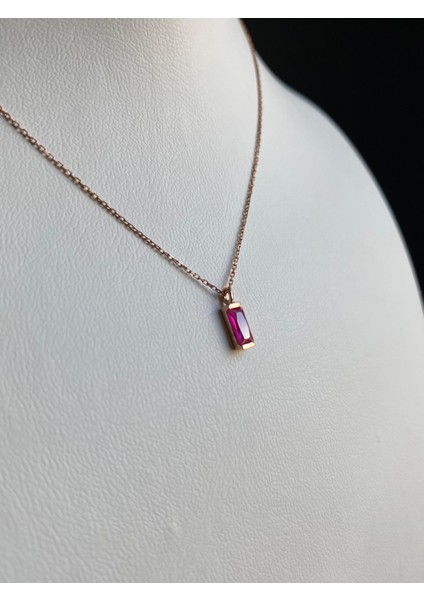 14 Ayar Rose Altın Mor Taşlı Sütun Kolye fiyatları