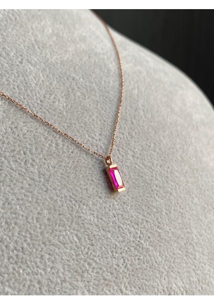 14 Ayar Rose Altın Mor Taşlı Sütun Kolye indirimleri