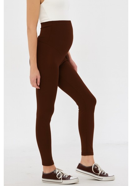 Ayarlanabilir Yüksek Bel Esnek Toparlayıcı ve Sıkılaştırıcı Hamile Tayt Kahverengi fırsatları