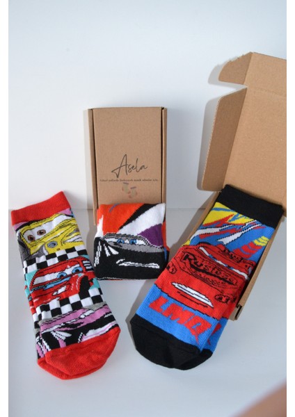 Erkek Çocuk Arabalar Lisanslı 3 Lü Soket Çorap fırsatları