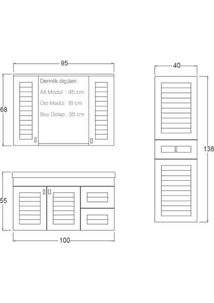 Alder Banyo Dolabı 100 cm (Boy Dolabı Dahil Değildir.) fırsatları