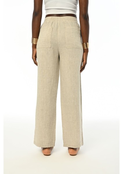 Kadın Rahat Kalıp Bol Paça Natur Pantolon fiyatları