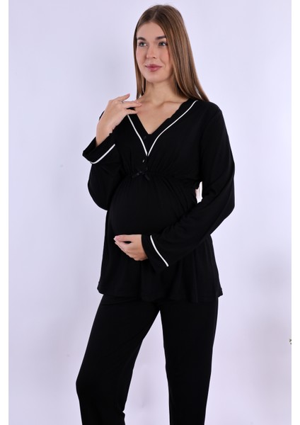 Siyah Hamile Lohusa Pijama Takımı
