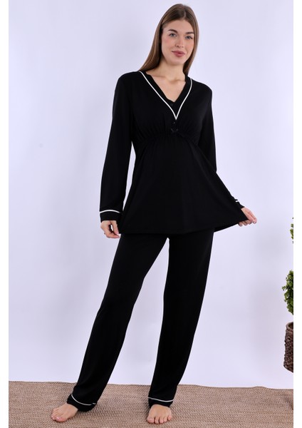 Siyah Hamile Lohusa Pijama Takımı