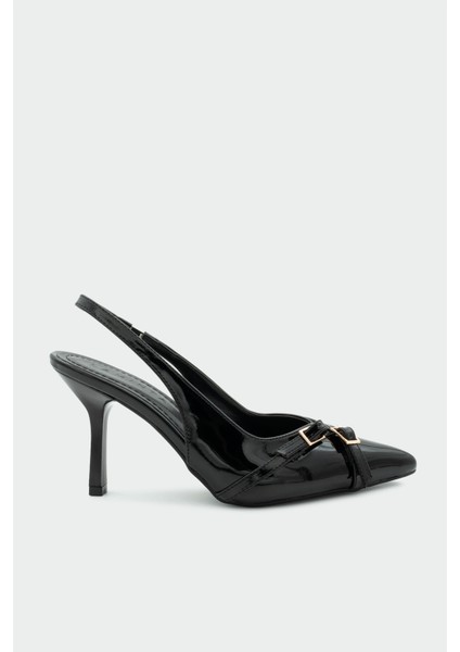 Nana Siyah Rugan Tokalı Topuklu Ayakkabı