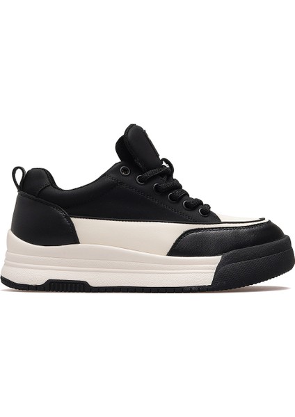 25K301 Kadın Hakiki Deri Parçalı Bağcıklı Sneaker Ayakkabı