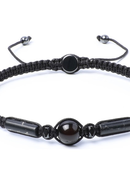 Siyah Akik, Varisit, Hematit Doğal Taş Bileklik, Unisex Bileklik, Tasarım Makrome Bileklik Ayarlanabilir fiyatları