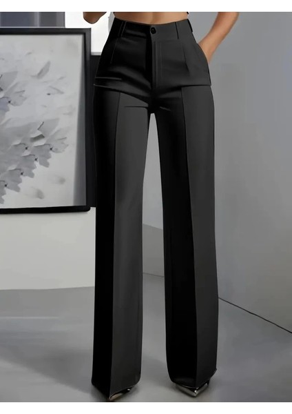 Mdb Kadın Yüksek Bel Cepli Ithal Krep Pantolon