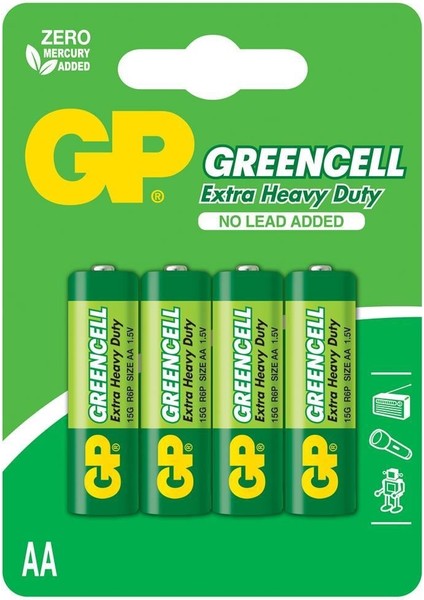 Greencel R6 Aa Boy Çinko Kalem Pil 4'lü Paket GP15G-U4