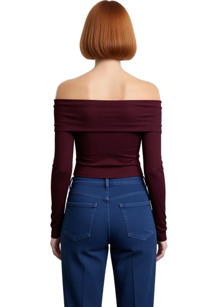 Kadın Carmen Yaka Fitted Viskon Ribana Bluz Düşük Kol Detaylı Casual Günlük Kullanım Için Gri Renk fırsatları