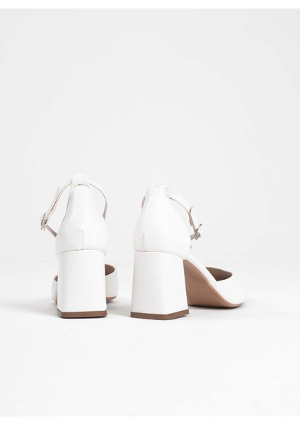 Modaserdem Doren Beyaz Cilt Kadın Topuklu Ayakkabı modelleri