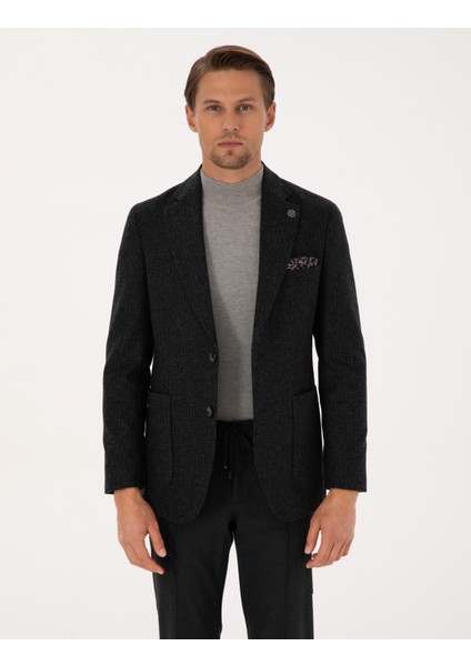 Erkek Antrasit Slim Fit Ceket 50313336-VR006