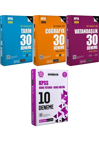 2026 Kpss Tüm Adaylar Için Tarih Coğrafya Vatandaşlık 30 Deneme - 2026 Kpss Ortaöğretim Çözümlü 10 Deneme