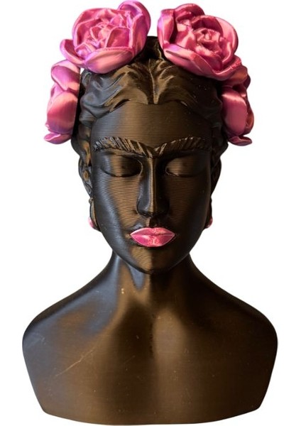 Frida Kahlo Büstü (Mor) 3D Baskı Dekoratif Obje – Modern Ev ve Ofis Dekoru - El Işçiliği Ile Boyama