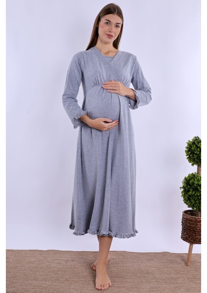 Gri Hamile Lohusa Gecelik