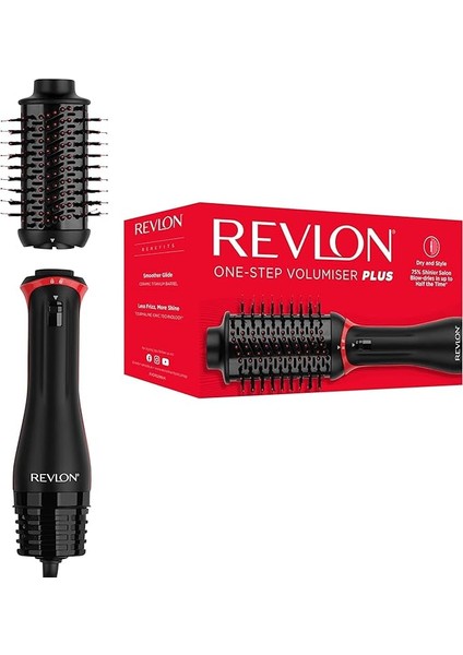 Professional One-Step Volumiser Plus (Çıkarılabilir Başlık, Seramik Titanyum Plaka, Aktif Karbon Pinli Karışık Şekillendirme Kılları, Turmalin Iyonik Teknolojisi), RVDR5298E, Siyah, 1 Adet