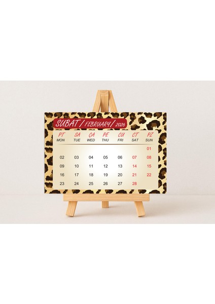 Leopar 10X15 cm Şövaleli Masa Takvimi 12 Sayfa fiyatları