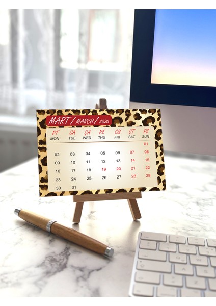 Leopar 10X15 cm Şövaleli Masa Takvimi 12 Sayfa fırsatları