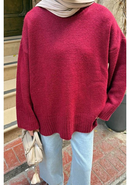 Geniş Kollu Kazak Bordo modelleri