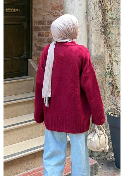 Geniş Kollu Kazak Bordo fırsatları