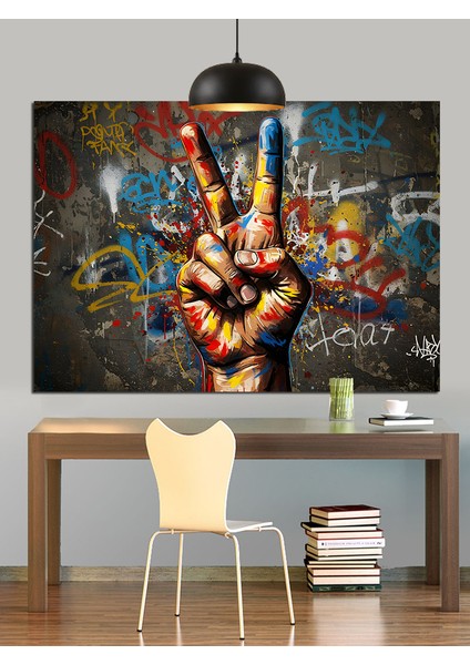 Barış Işareti El Boyama Dekoratif Kanvas - Mdf Ahşap Tablo fiyatları