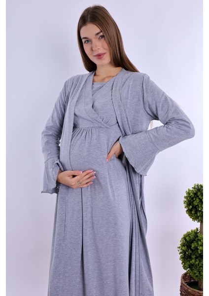 Gri Hamile Lohusa Set