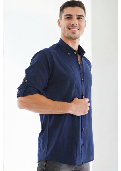 G921 Dewberry Erkek Gömlek-Lacivert